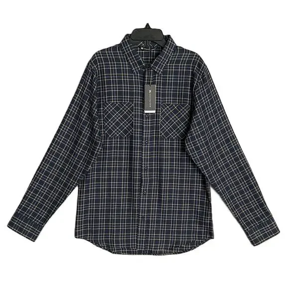 Travis Mathew Men's Small Cloud Collection Flannel Plaid Shirt Black NEW